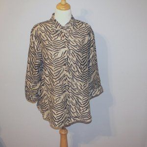 Westbound Size 16 Button Front Shirt Top Animal Print